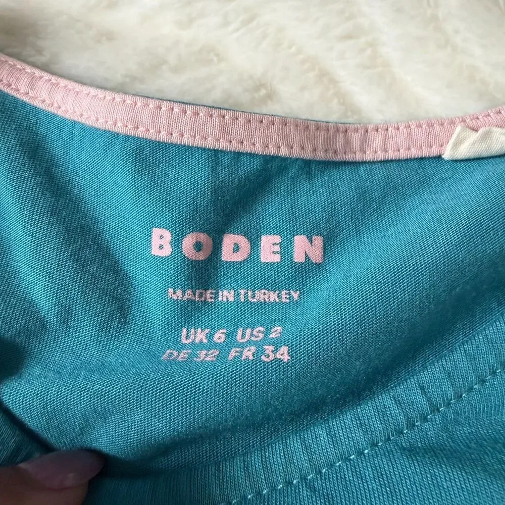 Boden Teal Blue Puff Sleeve Long Sleeve Top Size US 2 / UK 6